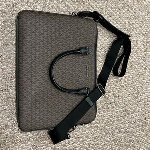 Michael Kors Brown and Black Laptop Bag with Textured Design